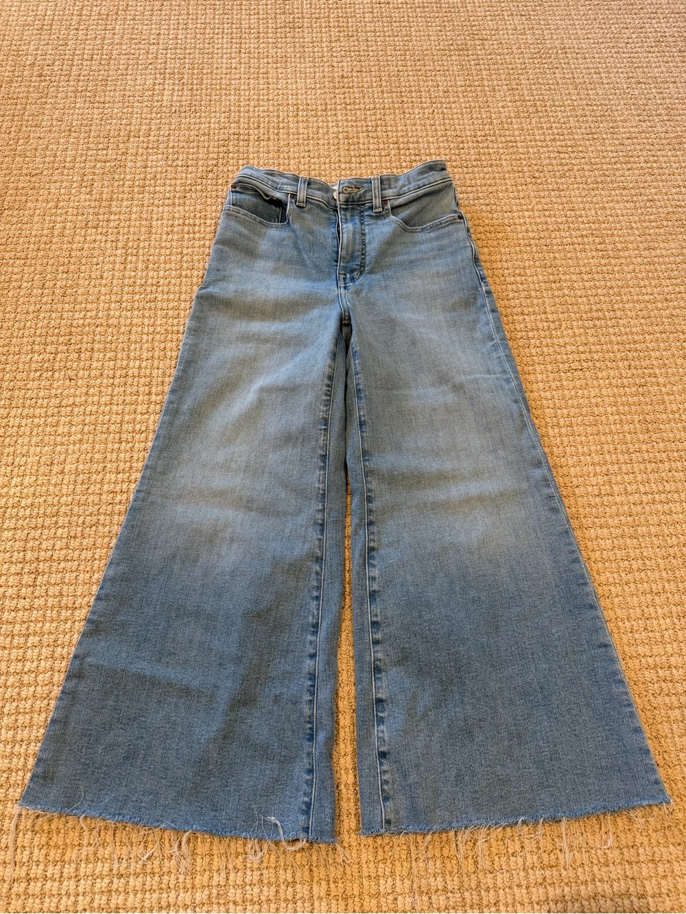 Madewell Women's Wide-Leg Flare Cropped Blue Jeans
